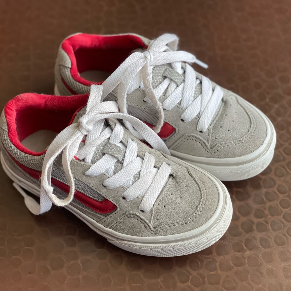 Kids Gray and Red Sneakers